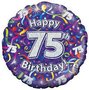 'Happy 75th Birthday' Holografisch Folie Ballon 45cm