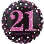 Sprankelend Roze '21 Happy Birthday' Folie Ballon 45cm