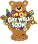 Teddybeer met Bloemen 'Get Well Soon' SuperVorm Folie Ballon 66cm