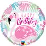Roze Flamingo 'Happy Birthday' Folie Ballon 45cm