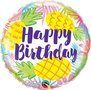 Kleurrijke Ananas 'Happy Birthday' Folie Ballon 45cm