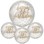 Confetti Plezier 'Happy Birthday' Transparante Orbz Ballon 40cm