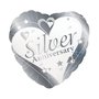 Zilveren Jubileum 'Silver Anniversary' Hart Folie Ballon 45cm