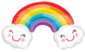 Regenboog met Vrolijke Wolkjes SuperVorm Folie Ballon 94cm