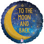 Blauw met Glitter 'Love you to the Moon and Back' Folie Ballon 45cm