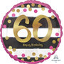 Roze en Goud '60 Happy Birthday' Folie Ballon 45cm