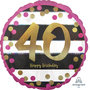 Roze en Goud '40 Happy Birthday' Folie Ballon 45cm