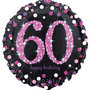 Sprankelend Roze '60 Happy Birthday' Folie Ballon 45cm