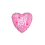 Roze Glitter Hart 'Baby Girl' MiniVorm Folie Ballon 23cm
