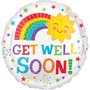 Regenboog 'Get Well Soon' Folie Ballon 45cm