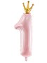 Baby Roze met Gouden Kroon Cijfer '1' Folie Ballon 90cm
