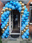 Ballonnenboog Pastel Blauw, Chroom Goud, Chroom Blauw Standaard Clusters van 4