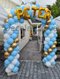 Ballonnenboog Blauw Goud Wit met Naam Enkeldeurs