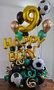 Chroom Goud, Groen, Zwart '9 Happy Bday' Voetbal Collage Ballonnenpilaar