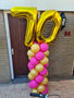 Ballonnenpilaar Standaard 70e Verjaardag Fuchsia Goud 220cm Clusters van 4