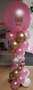 Ballonnenpilaar Deluxe Roze Wit en Chroom Goud met Persoonlijke Bedrukking