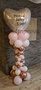 Ballonnenpilaar Deluxe Roze, Chroom Rosegold Hart Top met Persoonlijke Bedrukking