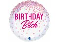 Roze Confetti 'Birthday Bitch' Folie Ballon 45cm
