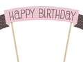 Roze Polkadot 'Happy Birthday' Taartprikker